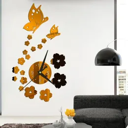 Wall Clocks 1 Set Attractive Hanging Clock 3D Visual Effect Acrylic 4 Numbers Sticker Time Display