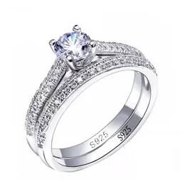 Tamanho 510 mais vendido exclusivo desgin joias de luxo 925 prata esterlina formato redondo branco safira cz diamante casal casamento nupcial3025192