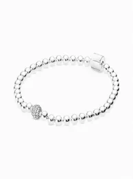 Serie classica 100 925 argento sterling perline tonde braccialetto adatto perline originali ciondoli gioielli fai da te regalo per le donne 2201219760657