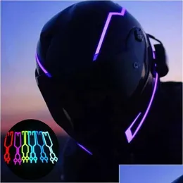 Helmets Motorcycle Helmets Helmet Led Cold Light Flashing Reflective Luminous Sticker Strip Modified Waterproof Decoratio Drop Delivery Mo