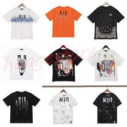 2024 Mens Designer Camisetas Amirs Impresso Moda Homem T-shirt Top Qualidade Algodão Casual Tees Manga Curta Luxo Hip Hop Streetwear Camisetas Tamanho S-XL J7