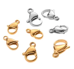 500pcslot Lobster Clasps из нержавеющей стали, выявление застежки для застежки для колье для колье, изготовление 1012mm2054053