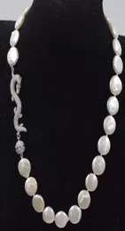 La naturaleza de perlas agua dulce blancas moneda 1314mm yaka dargon cierre 20 pulgadas al por belediye başkanı cuentas mujer4578648