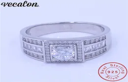 Vecalon Männer Schmuck Original 100 Soild 925 Sterling Silber ring 1ct Diamonique cz, Verlobung, hochzeit Band ring für männer Father3919491