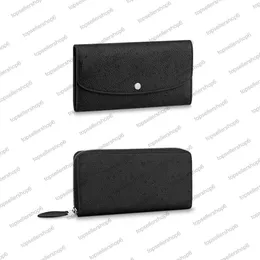 M61867 Дизайнерские перфорации Женщины мужчины Zippy Iris кошелек эмблемы Canvas Real Cowhide-Leather Cash Card Кошелька Bag235c