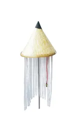 Acessórios de organização de cosplay Chapeau En Bambou Coolie Chapéu Chapéus de palha Chapéu de sol de bambu em cone usando um sino9607472