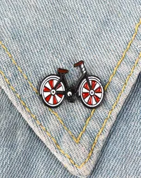 Röd cykel emaljstift tecknad cykel märke brosch lapel stift denim jeans väskor skjorta krage cool smycken gåva för barn vänner2595731