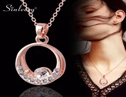 Sinleery Classic Cubic Zirconia Round Circle Pendant Halsband för kvinnor Rose Gold Color Chain Choker Collar XL444 SSC3858947
