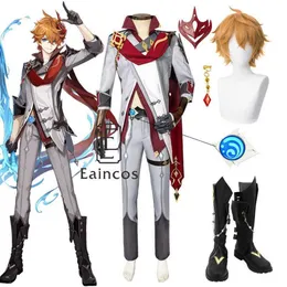 Genshin Impact Tartaglia Cosplay Costume Game Suit Tartaglia Wigs Maskアニメユニフォームハロウィーンパーティー衣装costumes y0903258t