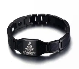 Tidigare Master DeMolay Shrine Mason Link Chain Armband Masonic Symbols Bangle Man rostfritt stål Magnetisk energi Kolfiber H6962848