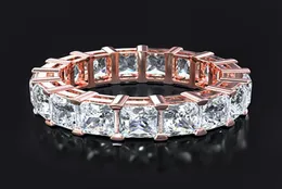 Anéis de cluster clássico prata esterlina rosa cor de ouro cz eternidade proposta anel para mulheres bandas de noivado de casamento jóias finas7055153