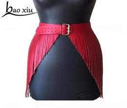 2019 Nappa lunga Boho Fringe cintura larga da donna cintura nera in pelle da donna Corsetto gotico Vita Cinture da donna Accessori7003550