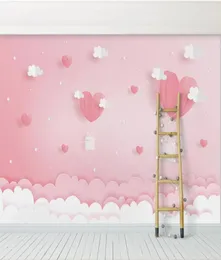 Bacal Custom 3d Po Tapeta Pink Clouds Princess Children Room Girls Bedroom Tło Dekoracja Mural Tapeta dla dzieci RO3992871