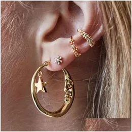 Hoop Huggie Hie 2021 Punk Earrings Jewelry For Women Vintage Stud Pentagram Statement Retro Gifts Big Fashion Accessoires Cool Stu Dhcjf