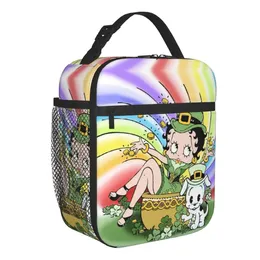 Bags Fashion Betty Boops Cartoon Insulated Lunch Bag for Women Waterproof Animation Cooler Thermal Lunch Box Office Work School