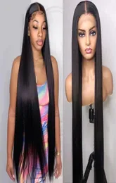 Perucas sintéticas 28 polegadas peruca dianteira do laço cabelo reto hd transparente natural cor preta parte média para mulheres fashion5950523