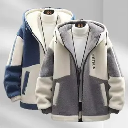 Корейский мужской зимний кардиган на молнии, осеннее флисовое толстое теплое пальто, мужские джемперы, вязаная холодная куртка, свитер из искусственного меха, шерсти 231225