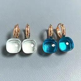 10.6mm Klasik Nudo Küpe Kadınlar için Yüksek Kaliteli Kristal Küpeler Kare Mavi Topaz Küpeler Moda Takı Hediyesi 231226