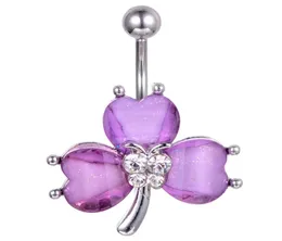 D0688 PURPLE FÄRGLÖVNING BELLY NAVEL STUD FÖR Fashion Jewelry Piercing Body7498313