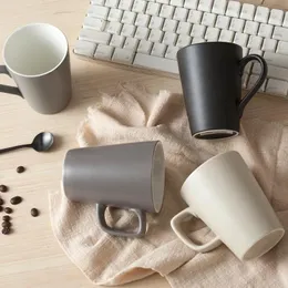 Kupalar Rustik Mat Gri Kahverengi Sır Modern Tasarım Fırın Mikrodalga ve Bulaşık Makinesi Güvenli Kahve Seramik Çay Bardakları Sap