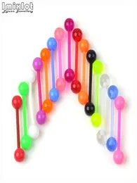 20pcs Plastic Tongue Piercing Barbell Bars Piercing Tongue Rings Candy Color Fashion Body Jewelry For Women Whole Jewelry1174800