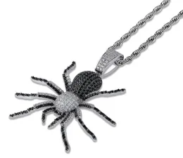 Hip Hop Iced Out Spider Design Pendant Halsband med Micropave Simulated Diamond Mens Bling Party Jewelry2861003