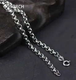 Genuine 925 Sterling Silver Sweater Chains Necklaces For Women And Men Round Shape Beaded Necklace Accessories 1832 inch 210323172181047
