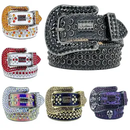 Pasek designerski dla mężczyzn i kobiet BB Simon Belt Luksusowy vintage Pin Butl Pasek 20 kolorowe kryształowe diamenty B I B I I