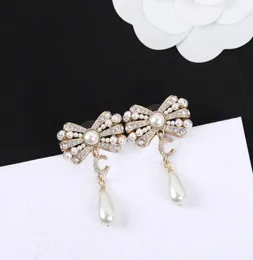 2022 Top quality Charm drop earring with diamond and nature shell beads knot shape for women wedding jewelry gift have box PS78002834199