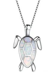 Söt 4 Color Opal Turtle Necklace For Women Platinum Filled Pendants Halsband Gift för älskare Ströja Chain4718657
