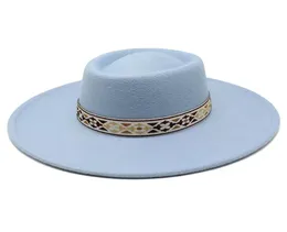 British Style Felt Fedoras Hat New Fashion 95 cm Wide Brim Wool Bowler Dress Hat Winter Church Jazz Caps Chapeu Feminino3389372