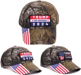 Gorra de Donald Trump Camuflaje Bandera de EE. UU. Gorras de béisbol Mantenga a Estados Unidos Gran sombrero de camuflaje Bordado 3D Letra de estrella Camo Army9310562