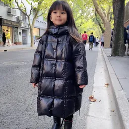 Корейский зимний пуховик для девочек, свободная толстая теплая длинная верхняя одежда с капюшоном, пальто для девочек 3-12 лет, детская парка для девочек-подростков 231226
