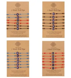 Charme Pulseiras 6 Pçs / Set Mão Trançada Sorte Corda Vermelha Mulheres Azul 7 Nós Rodada Beads Pulseira Moda Amizade Jóias8090545
