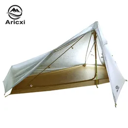 シェルターAricxi Oudoor Ultralight Camping Tent 3シーズン1シングルパーソン15Dナイロン1サイドシリコンコーティングロッドレステント
