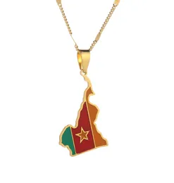 Collares con colgante con diseño de bandera de Camerún, moda de acero inoxidable, mapas de países, cadena esmaltada de Camerún, joyería Gift1067365