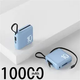 Mobiele telefoon Power Bank 10000 mAh Draagbare externe batterij Ingebouwde kabel Powerbanks Reservebatterijen voor iPhone voor Android