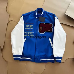 2024men 's Jackets Fashion Brand Mens 여자 재킷 L 빈티지 느슨한 긴 소매 녹색 야구 남자 힙합 가을 대표 캐주얼 따뜻한 폭격기 의류