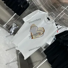 Xinxinbuy 2024 homens designer camiseta carta de amor impressão roma tripulação pescoço manga curta algodão feminino preto branco S-2XL