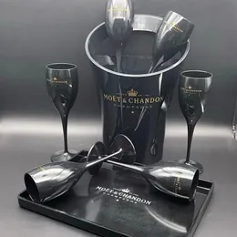 Bar Tools Black Mystery Plastic Bucket Glass flutes Party Cooler Sets Bar Set Accessory229i