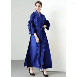 Robes décontractées 2023 Mode Tempérament Élégant Lâche Femmes Slim-Fit Imprimé Manches Longues À Volants Haute Robe De Printemps
