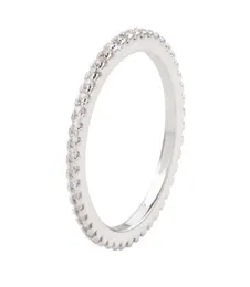 Anel feminino ultrafino círculo cheio de diamante zircão fileira única anel microincrustado 4586325