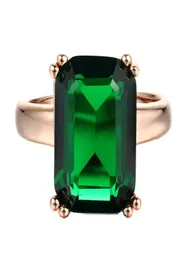Grandes anéis de dedo de cristal verde para mulheres moda jóias casamento e noivado acessórios vintage rosa banhado a ouro r7007283502