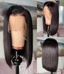 Pelucas de cabello humano con frente de encaje bob corto peluca remy recta brasileña con cierre de encaje 5x5 peluca bob 150 peluca de encaje transparente predesplumada 9938309