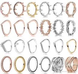 Spring Ring 925 STERLING Gümüş Gül Altın Pembe Büyülü Taç Yüzük Orijinal Moda DIY Mücevherleri Kadınlar için Yapım6258027
