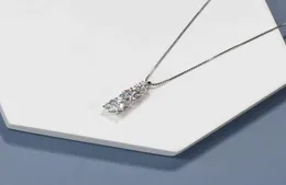 BOEYCJR 925 Silber F Farbe Elegante 3 Moissanit VVS Verlobung Hochzeit Anhänger Halskette für Frauen Jahrestag Geschenk5396503