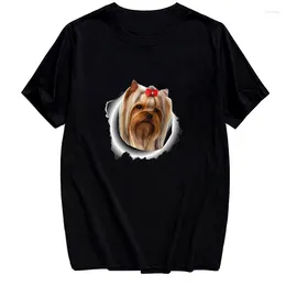 Erkek Tişörtleri Pet Köpek Yorkshire Terrier Pamuk T-Shirt Moda Markaları Yaz Kısa Kollu Tee Harajuku Komik Erkek Kadın Günlük Tops