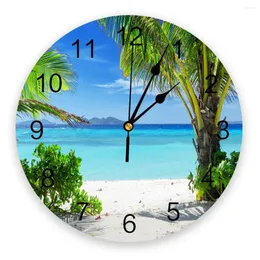 Horloges murales Sunny Island Beach Paysage 3D Horloge Design moderne Bref Salon Décoration Cuisine Art Montre Décor à la maison