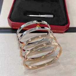 Luxurious quality no change color narrow bracelet with 6pcs diamond and 10pcs diamond punk bangle no diamond for women wedding jew257j