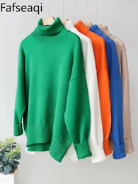 Women's Sweaters Green Oversize Turtleneck Sweater Black Pullovers Knitted Top For Women Winter Autumn 2023 Thick Soft Girl Baggy